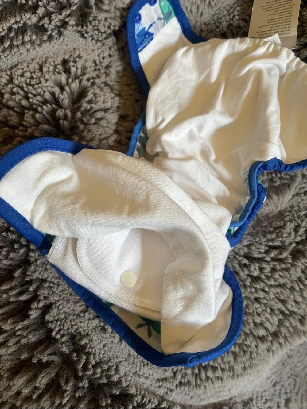 New Reusable Kids Diaper Cover in White Blue & Green Bug Print